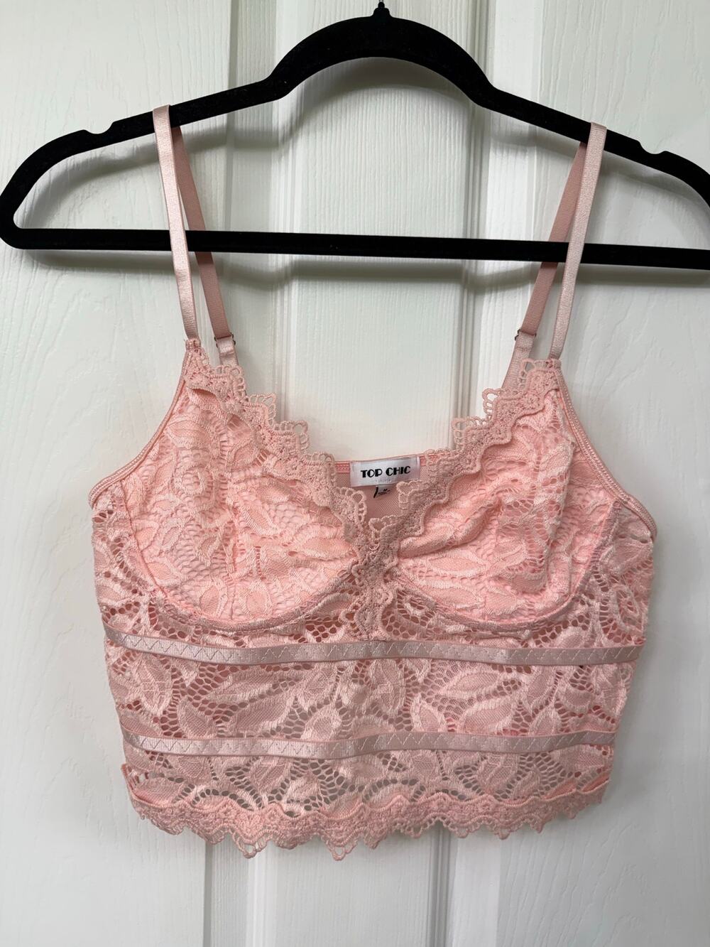 Top Chic Blush Pink Lace Bralette Crop Cami Medium